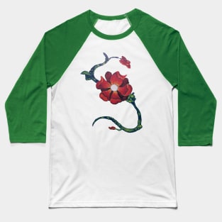 Red Flower Baseball T-Shirt